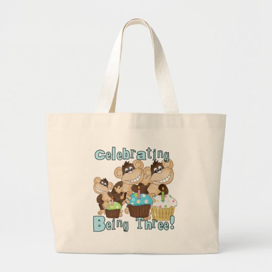 Grand Tote Bag Blue Party Monkeys 3e anniversaire T-shirts et cad (Devant)