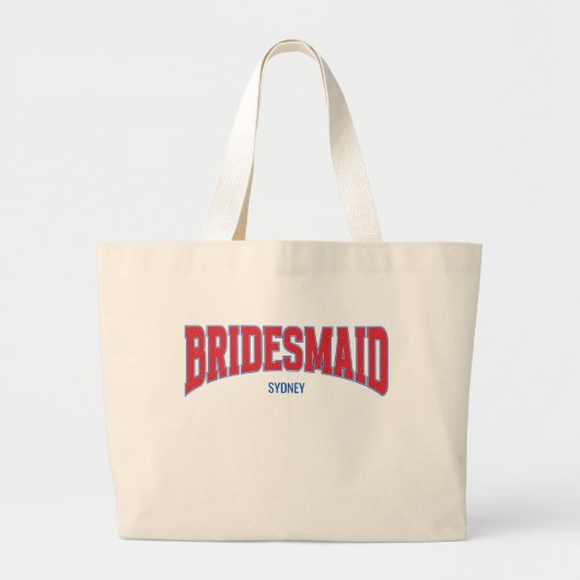 Grand Tote Bag Blue + Red Faux Glitter BRIDESMAID Bachelorette (Devant)