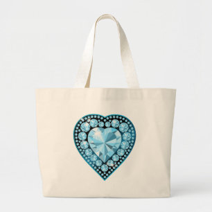 Grand Tote Bag Blue Topaz Gem Heart