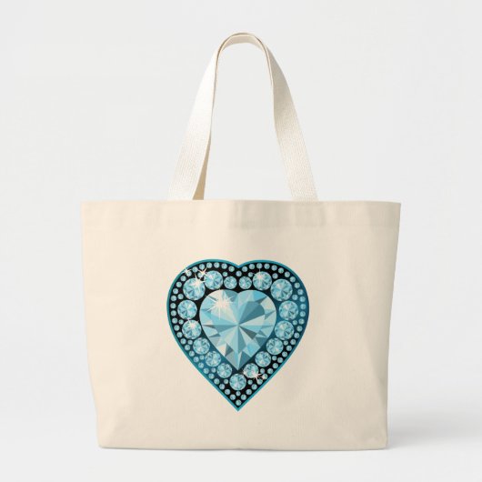 Grand Tote Bag Blue Topaz Gem Heart (Devant)