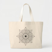 Grand Tote Bag Boho Mandala Black Line Art (Devant)