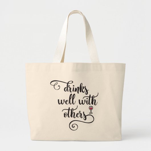 Grand Tote Bag Boissons bien avec d'autres (Devant)