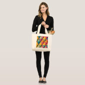 Grand Tote Bag Bold Geometric Triangle Pattern  (Devant (modèle))