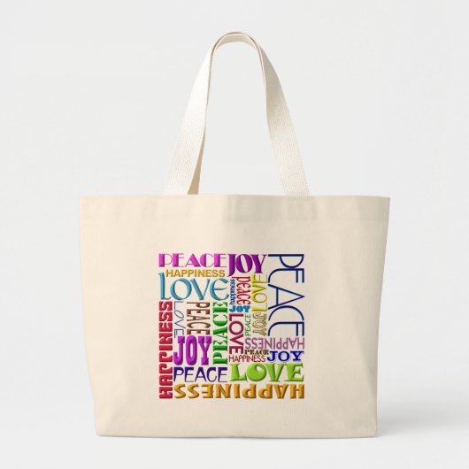 Grand Tote Bag Bonheur d'amour de joie de paix (Devant)