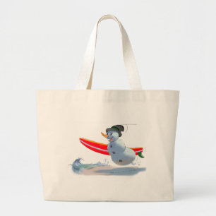 Grand Tote Bag bonhomme de neige de surfer