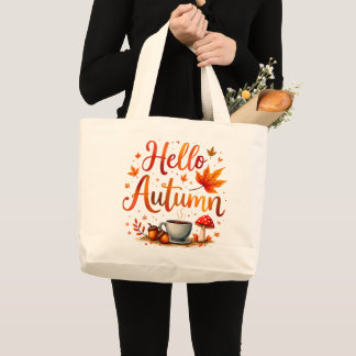 Grand Tote Bag Bonjour Automne, nostalgie cosy