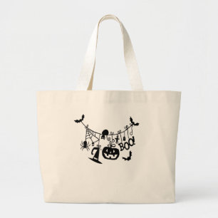 Grand Tote Bag Boo Trick ou Treat Halloween chauves-souris, Citro
