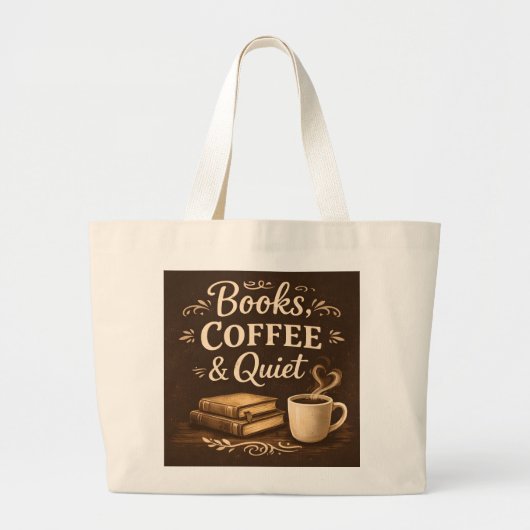 Grand Tote Bag Books, Coffee & Quiet – Dark Academia Book Lover (Devant)