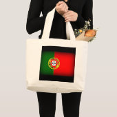 Grand Tote Bag Bordure noire du drapeau du Portugal (Devant (produit))