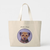 Grand Tote Bag Bordure Terrier Peinture mignonne Original Animal  (Dos)