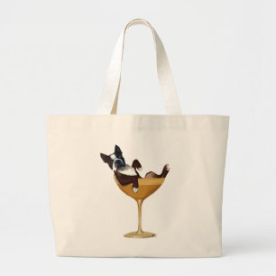 Grand Tote Bag Boston Terrier en verre de cocktail