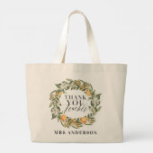 Grand Tote Bag Botanique d'agrumes d'orange rustique merci profes (Dos)