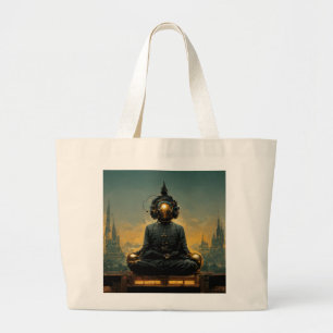 Grand Tote Bag Bouddha à vapeur méditant