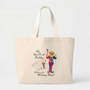 Grand Tote Bag Bouledogue anglais Bonne chance Poker Amusement