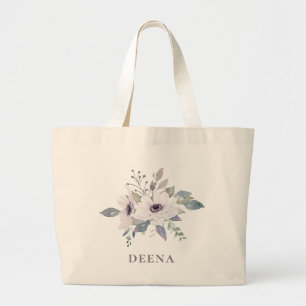 Grand Tote Bag Bouquet floral anémonique personnalisé
