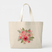 Grand Tote Bag Bouquet of Painted Pink Roses (Dos)