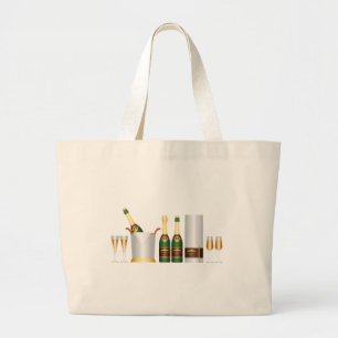 Grand Tote Bag bouteilles de champagne
