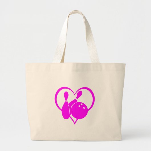 Grand Tote Bag Bowling rose de coeur (Devant)