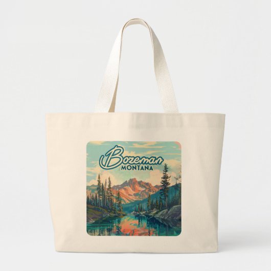 Grand Tote Bag Bozeman Montana Montagnes Rocheuses Vintage (Devant)