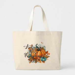 Grand Tote Bag Breeze d'automne, Citrouilles S'il vous plaît - Co