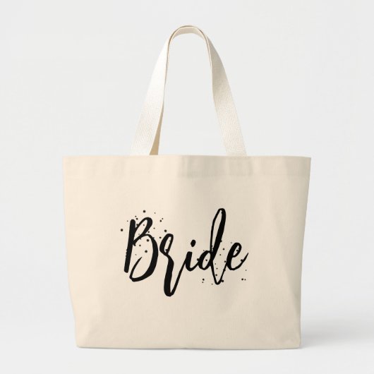Grand Tote Bag Bride rose mignonne amusant script de calligraphie (Devant)