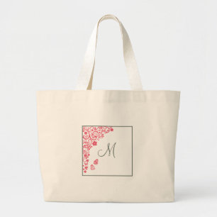 Grand Tote Bag Bridesmaid Coral Papillon Jardin Script Monogramme
