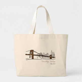 Grand Tote Bag Brooklyn bridge New york illustration au trait