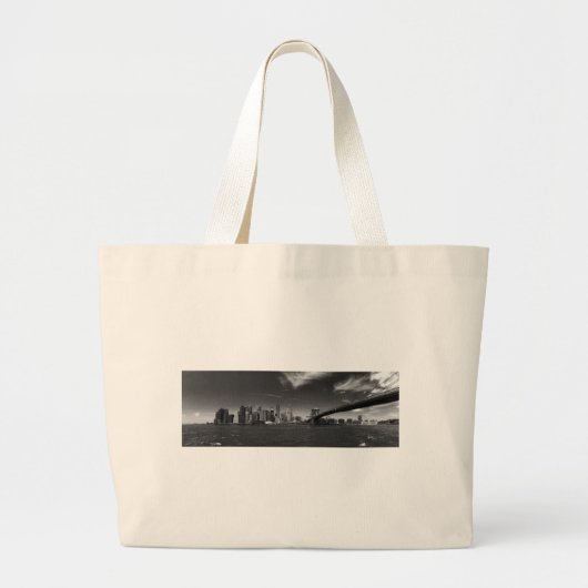 Grand Tote Bag Brooklyn noir panoramique (Devant)
