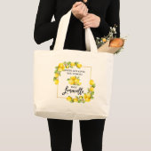 Grand Tote Bag Brosse Script Aquarelle Citrons Limoncello (Devant (produit))