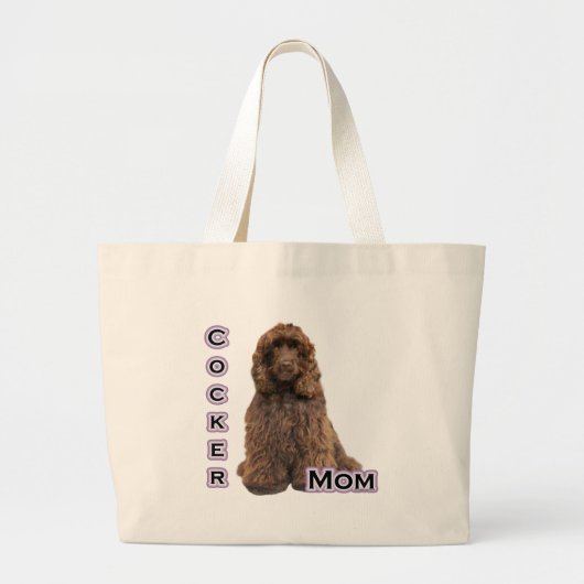 Grand Tote Bag Brown Cocker Spaniel Maman; Cocker Spaniel Mother (Devant)