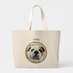 Grand Tote Bag Bulldog Peinture rouge et blanc anglais Pet Dog Ar