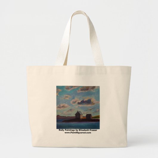 Grand Tote Bag Cabanes de pêche de plage • Côte du Maine • (Devant)