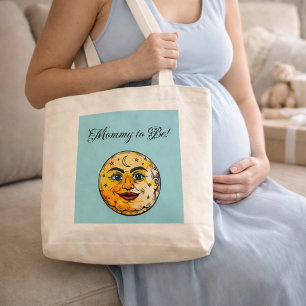 Grand Tote Bag Cadeau de Baby Shower Maman à Venir Dessin de Lune