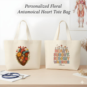 Grand Tote Bag Cadeau de chirurgie du cœur anatomique floral pers