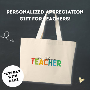 Grand Tote Bag Cadeau de Remerciement pour Enseignant Mignon Mini