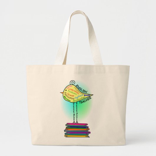 Grand Tote Bag Cadeaux de "oiseau de grammaire" de professeur (Devant)