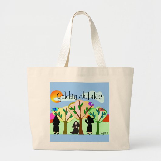 Grand Tote Bag Cadeaux d'or de jubilé de nonne catholique (Devant)
