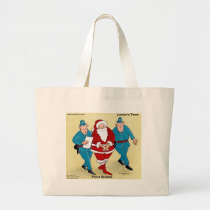 Grand Tote Bag Cadeaux et Cartes de Noël drôles de Police Navidad
