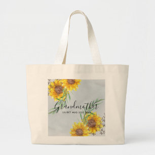Grand Tote Bag Cadeaux GRANDMA - Tournesol Thème Personnalisé