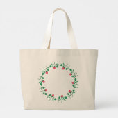 Grand Tote Bag Cadre rond fleuri avec fleurs roses (Dos)