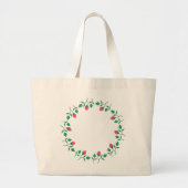 Grand Tote Bag Cadre rond fleuri avec fleurs roses (Devant)