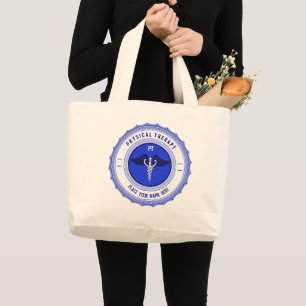 Grand Tote Bag Caduceus de thérapie physique personnalisable