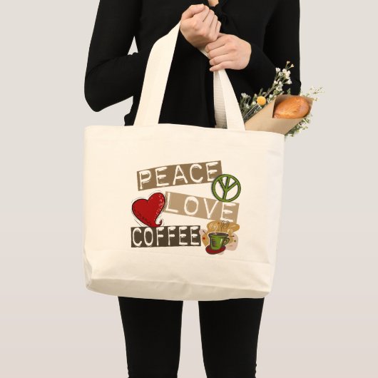GRAND TOTE BAG CAFÉ 2 D'AMOUR DE PAIX (Devant (produit))