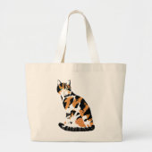 Grand Tote Bag Calico chat assis (Devant)