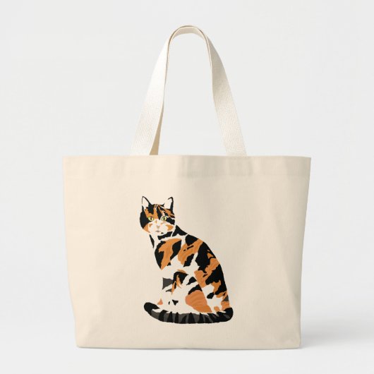 Grand Tote Bag Calico chat assis (Devant)