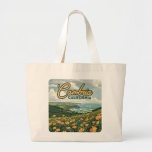 Grand Tote Bag Cambria Californie Pies Fleurs Côte Pacifique