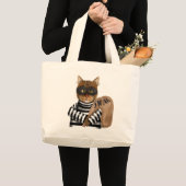 Grand Tote Bag Cambriolage de chat (Devant (produit))