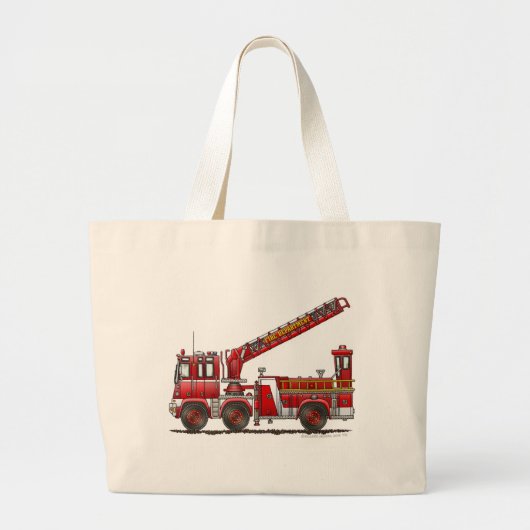 Grand Tote Bag Camion de pompiers de crochet et d'échelle (Devant)