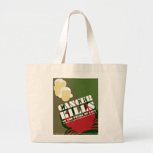 Grand Tote Bag Cancer Kills ~ Dans Le Premier De La Vie (Devant)