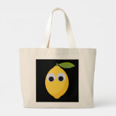Grand Tote Bag Caractère citron mignon avec yeux googly (Dos)